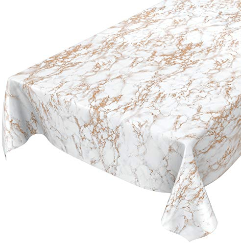 ANRO Tischdecke Wachstuch abwaschbar Wachstuchtischdecke Wachstischdecke Marmor Gold Edel 180x140cm