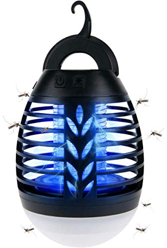 Elektrischer Insektenvernichter, 5W Mosquito Killer Campinglampe UV Mückenfalle Mückenlampe Schutz vor Elektrischem Schlag, USB Wiederaufladbar Mückenvernichter mit Reinigungspinsel für Innen Außen
