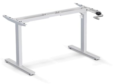 ergoni Eco - manuell höhenverstellbares Tischgestell - mit Kurbel ohne Strom (matt weiß)