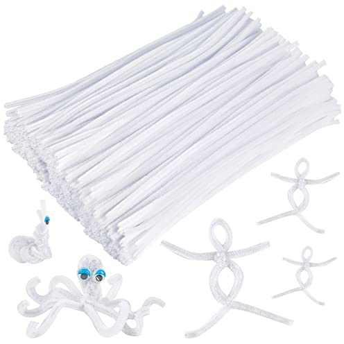 Caydo 400 Stück weiße Pfeifenreiniger Weihnachten Chenille Stiele für DIY Kunst Handwerk Weihnachten Party Dekorationen 6 mm x 30,5 cm