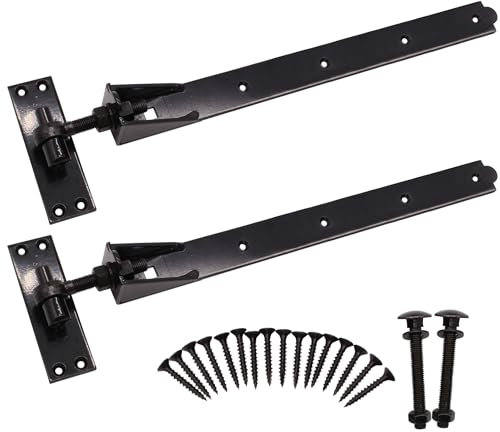 EAI Adjustable Gate Hinges | 900mm / 36 Inch Heavy Duty Hook and Band Gate Hinges | Black - 1 Pair