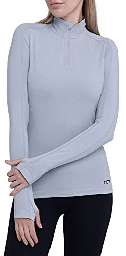 TCA Women's Lightweight Fusion Quickdry Long Sleeve Half-Zip Running Top - Cool Grey Heather, M