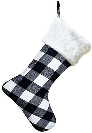Geagodelia Weihnachtssocken Weihnachtsdeko Weihnachtsstrumpf Kamin Deko Weihnachten Nikolausstrumpf Weihnachtsdekoration Innen (Schwarz Weiß A, Einheitsgröße)