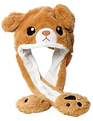 Beweglicher Ohr Hut, Plüsch Hut Ohr Moving Ear Flap Hut Halloween Partyhut Tiger Katze Panda Welpe Schwein Tiermütze Cosplay Mütze Plüsch Hase Hut Lustiger Hut für Erwachsene Kinder Weihnachtsfeier