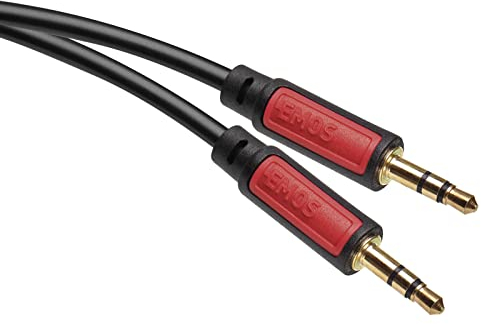 EMOS Jack Cable estéreo de 3,5 mm Jack a Jack (2 x macho), 3 m AUX Cable/Cable de audio para iPhone, Smartphone, iPad, Tableta, Reproductor MP3, Reproductor estéreo, Auriculares, Negro