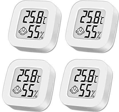 ARCELI 4 Thermometre interieur Hygromètre intérieur, Mini Hygromètre Thermomètre extérieur Digital Thermomètre intérieur pour Maison Terrarium Chambre Bébé Couveuse Cave Vestiaire etc