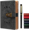 Journal intime avec serrure pour femmes hommes, journal secret pour filles, carnet d'écriture en cuir rechargeable, format A5 (8,5 × 5,9 pouces)