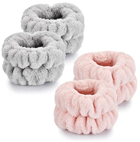 Dorbetar 4 Pcs Wrist Bands for Washing Face, Microfiber Wrist Towels for Washing Face, Spa Wristbands for Washing Face, Face Wash Wristbands, Arm Bands for Washing Face for Woman and Children