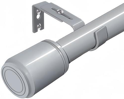 Vorhangstange Outdoor Gardinenstange Verstellbare Gardienenstangenset mit Halterung Teleskopstange aus Edelstahl für Schlafzimmer/Wohnzimmer (220-320CM Ø25mm) Silbergrau