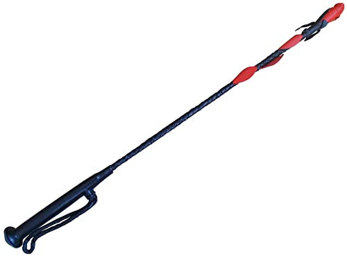 Rosen Leder Rohrstock/Gerte rot-schwarz G-12