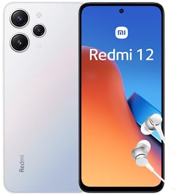 Xiaomi Redmi 12 Smartphone + Kopfhörer, 4+128GB, Handy ohne Vertrag, 6,79 FHD+ Display, 5.000 mAh, 50MP Kamera, 18W Fast-Charging, Dual-SIM, Polar Silver (2 Jahre Garantie + DE Version)