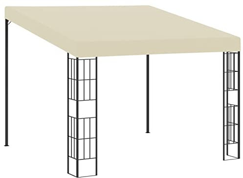 Homgoday Wand-Pavillon mit Dach UV Schutz Anbaupavillon Sonnenschutz Pergola Gartenpavillon Gartenzelt Partyzelt Terrassendach Überdachung Garten Terrasse Balkon 3x3 m Cremeweiß Stoff