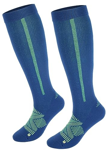 Funkprofi Kompressionsstrümpfe Damen Herren Kompressionssocken Stützstrümpfe: Laufstrümpfe - Compression Socks für Sport Fußball Flug Laufen Reisen Marineblau XL/2XL