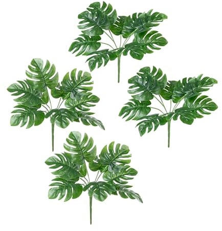 PASCH® Lot de 4 Monstera Sans Pot (25 cm) : Plantes Artificielles Comme Vraies | Petite Plante Artificielle