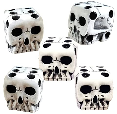 BSTCAR 5 Stück Halloween Skelett Würfel Dekorative Mini Skelett Würfel Kreative Gothic Skelett Würfel, Knochen Würfel Club Pub Halloween Party (2cm)