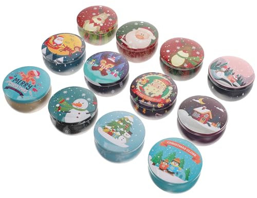 DOITOOL 12 Mini Latas De Velas Navideñas Para Hacer Velas Lata De Velas Navideñas 2. Frasco De Vela Vacío De 2 Oz Con Tapa Para Velas Mini Recipientes Para Velas Para Favores De Fiesta