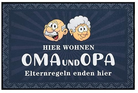 BBTO Hier Wohnen Oma und Opa Fußmatte Lustige Türmatte Fußabtreter für Innen Außen Fußabstreifer Weihnachten Geschenk für Oma Opa Großeltern Eingangsbereich Haustür Einweihungsparty Deko
