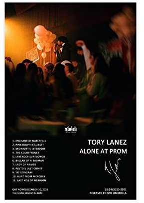 RIKCAT Tory Lanez Alone at Prom Albumcover Leinwand Poster Schlafzimmer Dekor Sport Landschaft Büro Zimmer Dekor Geschenk Unrahmen-Stil 20 x 30 cm