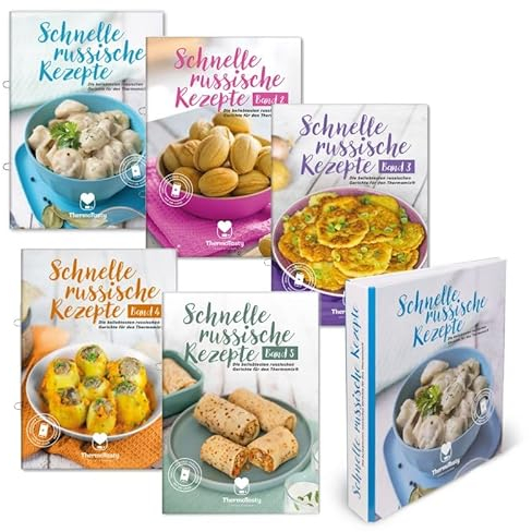 ThermoTasty Russisches Bündelset: 5 Kochbücher mit 100 original russischen Rezepten, russische Gerichte für den Thermomix® inkl. Schritt-für-Schritt Videoanleitungen & Sammelordner gratis