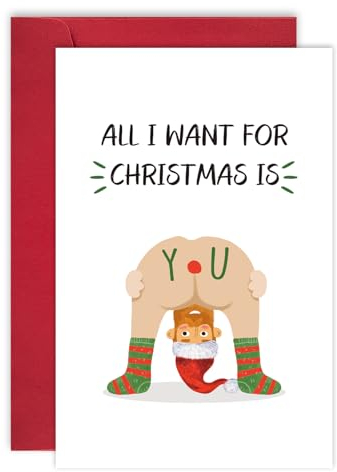 Leinessy Freche Weihnachtskarte für Ehemann und Ihn, All I Want for Christmas is You. Sexy Weihnachtskarte für Freund, LNS-HC131
