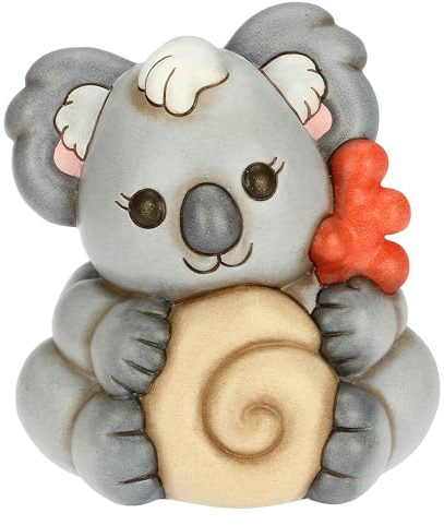 THUN, Koala Sydney con Conchiglia e Corallo in Ceramica Decorata a Mano, Versione Grande, Statuine da Collezione, Linea Mare da Amare, 12.6 x 10 x 14 cm h