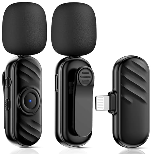2 Lavalier Mikrofon Kabellos, Handy Mini Mikrofon für i*Phone iPad, Wireless Bluetooth Microphone für YouTube TikTok Live Streaming Vlog, Plug and Play