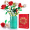 DXSTDLI Rose Flower Bouquet Building Set with Vase, Unique Gift for Her or Him, Buildable Floral Display for Home Decoration, Botanical Collection, White, Red and Green Rose Blossoms
