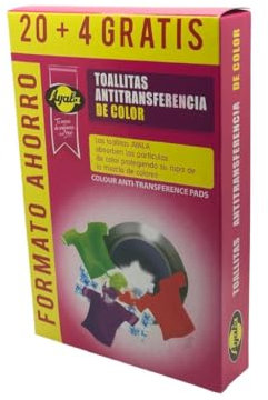 Toallitas Antitransferencia de Color 24U - Captura y Mantiene Colores, Evita Decoloración en Lavados Mixtos, Ideal para Ropa de Familia