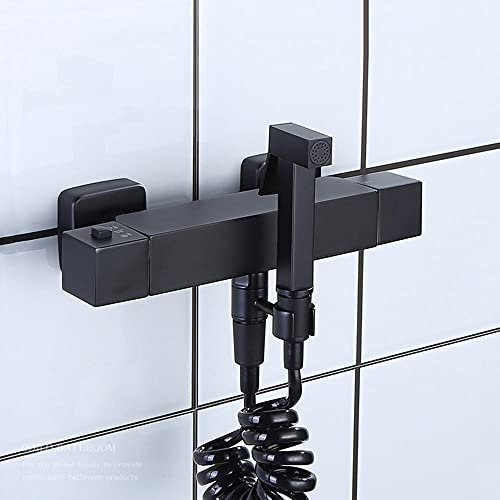 Thermostatic Mixer Bidet Shower Bathroom Shower Bidet taps Spray Toilet Cleaning Faucet Toilet Bidet Sprayer Gun Bathroom Sprayer Toilet Bidet Shower Head-Black-b
