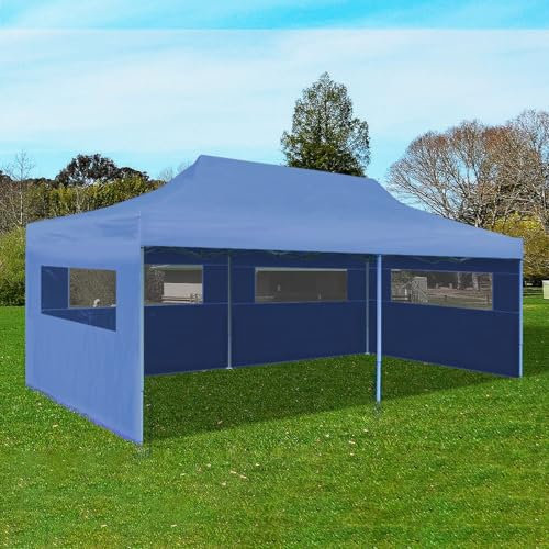 Xichuzi Pop-Up-Partyzelt Faltbar, Festzelt, Pavillion, Bierzelt, Garten Party Zelt, Gartenzelt, Grillpavillon, Blau 3×6 m
