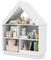 COSTWAY Bibliothèque Enfant en Bois à 3 Niveaux en Forme Maison avec 5 Compartiments, Meuble de Rangement de Jouet avec Kit Anti-basculement & Toit Unique, Étagère pour Salon, Salle de Jeux (Blanc)