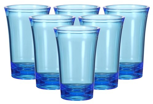 QUARKZMAN 6 Stück Shotgläser Ombre Mehrfarbige Shotgläser Großpackung Blau | 1,2 Unzen, Polystyrol, für Cocktails Runde Shotgläser Spirituosen Liköre, Shotgläser