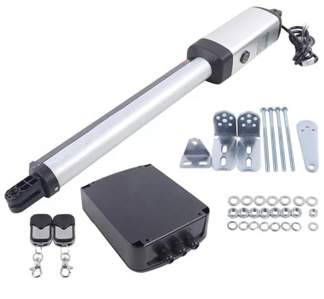 300KG Drehtorantrieb Porte Einflügelig Automatischer Flügeltorantrieb Toröffner Drehtoröffner Set 24V mit 2 Fernbedienungen für Einfahrtstor 50W