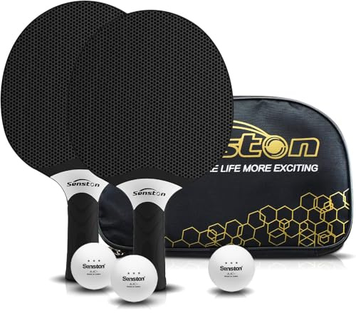 Senston Tischtennisschläger Set, Professionelles Tischtennis Set für 2-4 Spieler, Verbundgummi Tischtennisschläger, Indoor- oder Outdoor-Spiele.