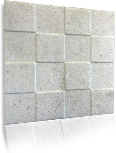 3D Paneele, Polystyrol Styropor Paneele, Deckenpaneele, 3D Weißer Beton Betonlook Betonoptik Wandpaneele, Dekoren, Decken - Wandverkleidung, 3mm dick - 50x50cm / 6m² - 24 Stück (12027)