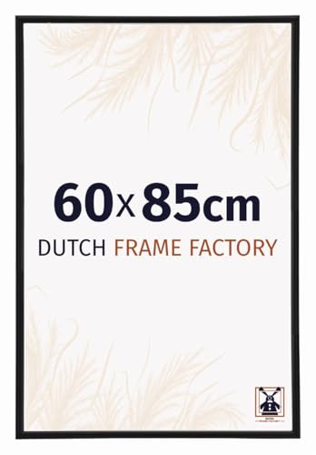 Dutch Frame Factory - Bilderrahmen 60x85 cm Schwarz Matt - Kunststoff | Antireflex-Acrylglas aus Kunststoff, Wandmontage, Geeignet für Fotos, Poster und Puzzles, Angers, Made in Holland