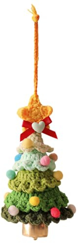 Gestrickter Weihnachtsbaum, Farbverlauf Hängende Ornamente, Weihnachtsanhänger mit Glocke für Christbaumschmuck, Weihnachtsfeiern