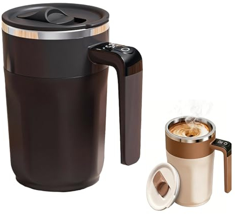 400ml Magnetische Selbstrührende Tasse, 2026 Neu Selbstrührender Kaffeebecher mit Temperaturanzeige, Intelligente kaffeetasse mit Deckel, Kaffeetassen für Kaffee Milch und Andere Getränke (Schwarz)