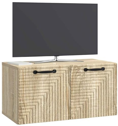 vidaXL Wandmontierter TV-Schrank Sonoma-Eiche 59,5 x 31 x 30 cm, Wohnzimmer, moderner rechteckiger Stauraum, wandmontierte Medienkonsole, platzsparendes Möbel für Dein Zuhause