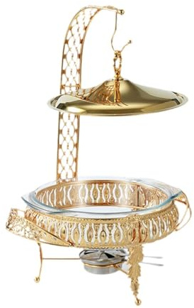 Yunmeryker Chafing Dish Buffet Set Glas Metall Speisenwärmer Buffetserver Ohne Strom Multifunktional für Catering Party Hochzeit für Bankett Und Familienzusammen, 2 L