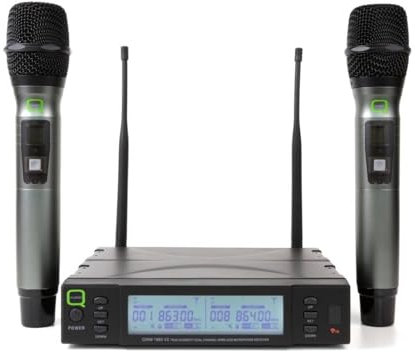 Q Audio QWM 1960 V2 HH UHF Dual Channel True Diversity Wireless Microphone System (Channel 38)
