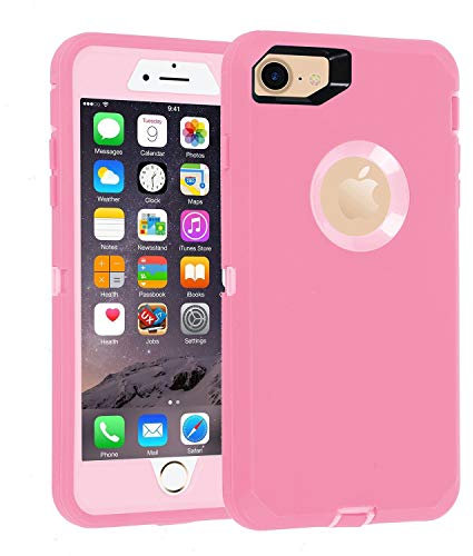 smartelf Case for iPhone 7 Plus/8 Plus Heavy Duty With Built-in Screen Protector Shockproof Dust Drop Proof Protective Cover Hard Shell for Apple iPhone 7+/8+ 5.5 inch-Pink