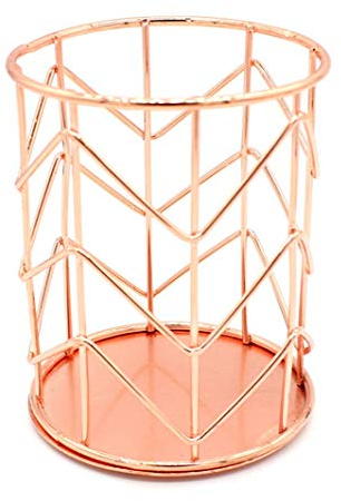FABSELLER Pencil Holder, Metal Pen Pencil Holder Desktop Tidy Organizer Cosmetic Brush Storage Home Office School Table Stationery Supplies, Rose Gold