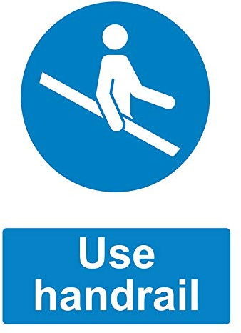 Health & Safety Sign - (94) - Mandatory Notice - Self Adhesive/Sticker (Use Handrail)