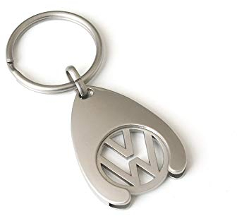 Volkswagen 000087055VAHW Schlüsselanhänger Einkaufswagenchip Keyring Anhänger Coin Chip Silber