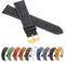 MARCHEL Gold Croco 16 mm LM-150 Schwarz-Weiß Krokoprägung Uhrenarmband Krokodilmuster Uhrband Rindsleder Goldene Schließe