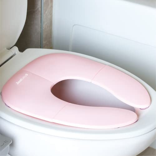 Jool Baby Folding Travel Potty Seat for Girls, Fits Round & Oval Toilets, Non-Slip Suction Cups, Includes Free Travel Bag (Pink)