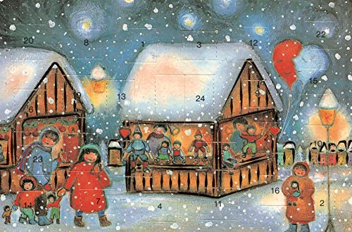 Hochwertige nostalgische Adventskalenderkarten 5 Stück Weihnachten Goldprägung Retro