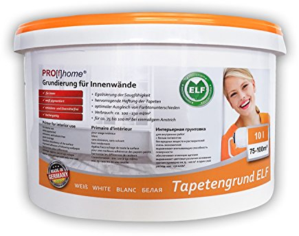 PRO[f]home® - Tapetengrund ELF 300-21-AP Grundierung für Innenwände Tapeten Tapeziergrund weiß 10 L für max. 100 qm Profhome