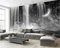Wallpaper-3D-XYM Benutzerdefinierte Tapete Schwarz-Weiß-Wasserfall Himmel Mond Hintergrund Wandbild Tapete Wohnzimmer Schlafzimmer 300cm×210cm